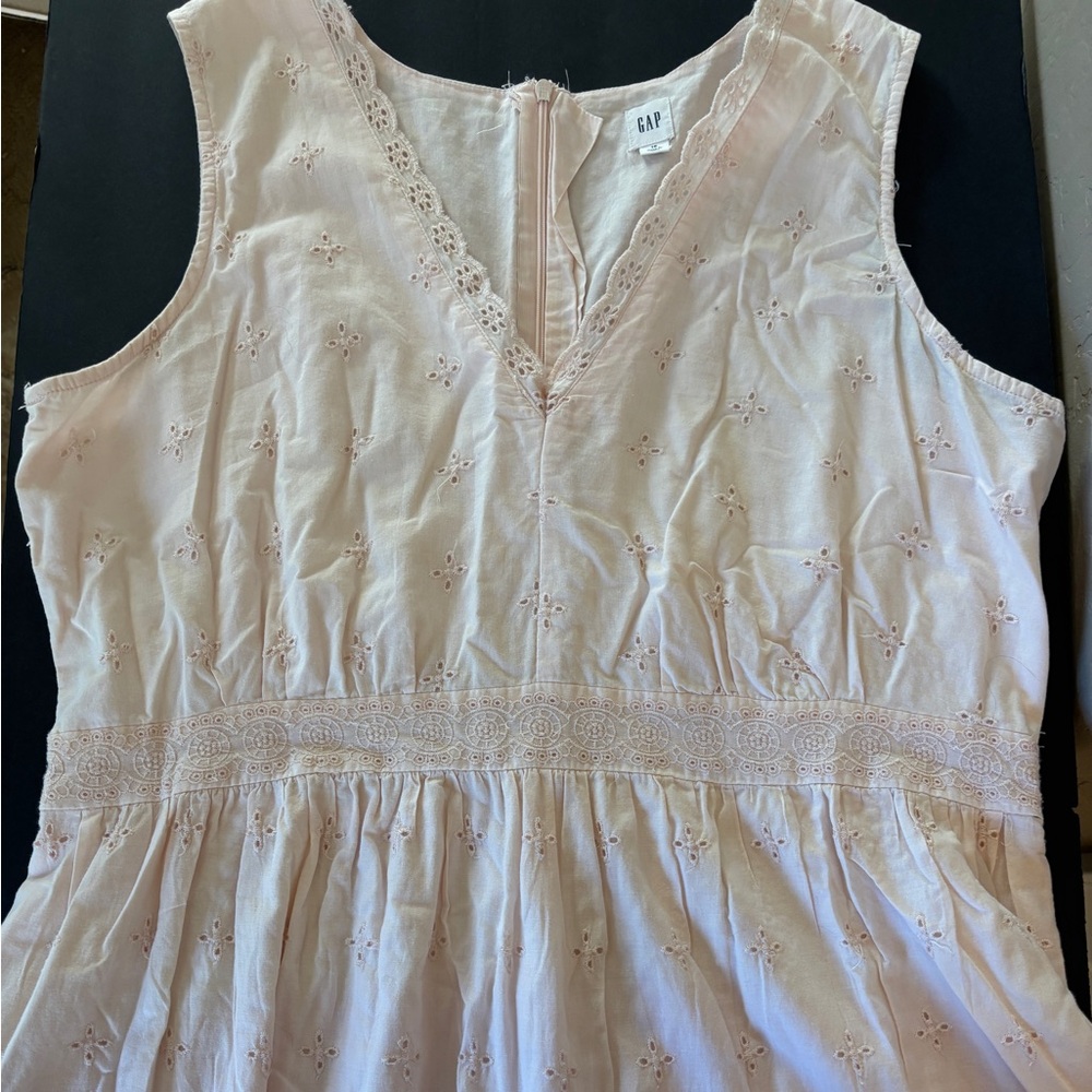 Gap Candy Pink Lined Cotton Dress Women’s Size 16 Feminine Eyelet Retro Grandma - Picture 5 of 12